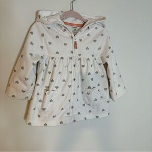 Carter’s White Bear Hooded Jacket with Heart Pattern 24M